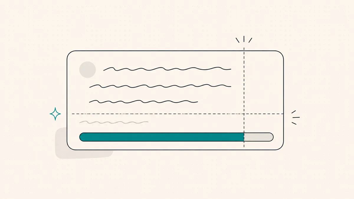 Concept: character counter fill bar reaching toward a limit marker with an early see-more cutoff line
