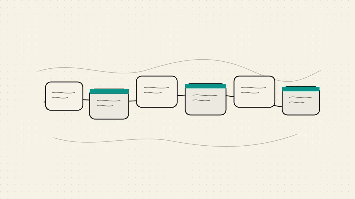 Concept: a steady timeline of post cards with recurring content pillars marked across the rhythm