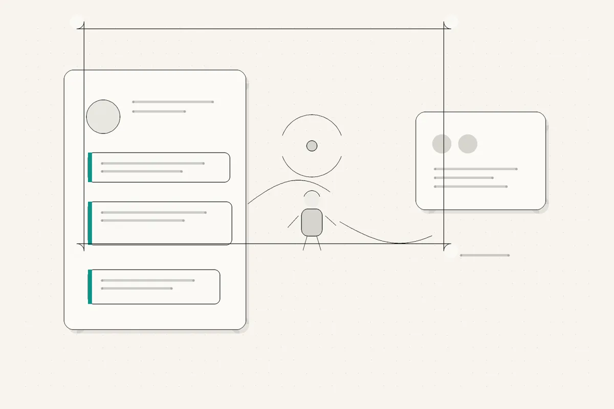 Concept: highlighted profile sections guiding a visitor toward a conversation