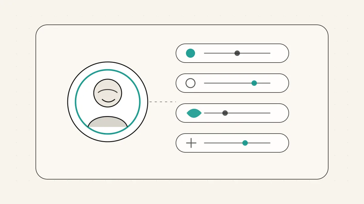 Concept: a square photo being cropped into a round profile avatar, showing how much of the frame the face should fill